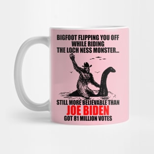 Bigfoot Riding Loch Ness Monster Biden Mug